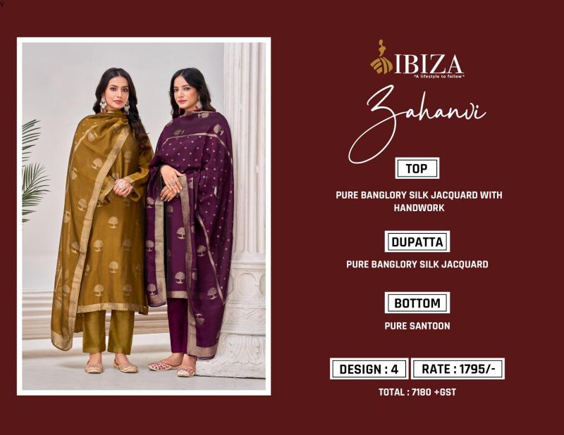 Ibiza Zahanvi Pure Banglory Silk Jacquard Salwar Kameez Wholesale Catalog