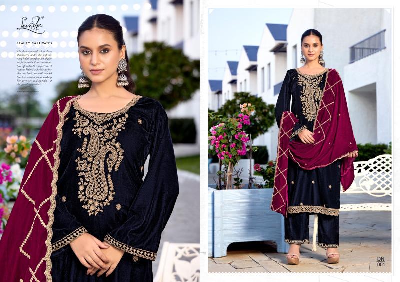 Levisha Kashida Velvet Designer Salwar Kameez Wholesale Catalog