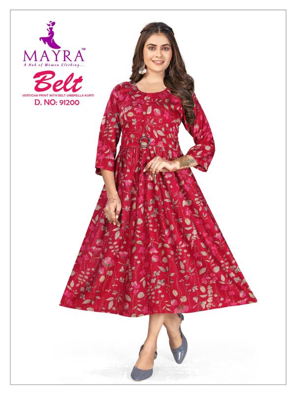 Mayra Belt Umbrella Cut Kurti Wholesale Catalog
