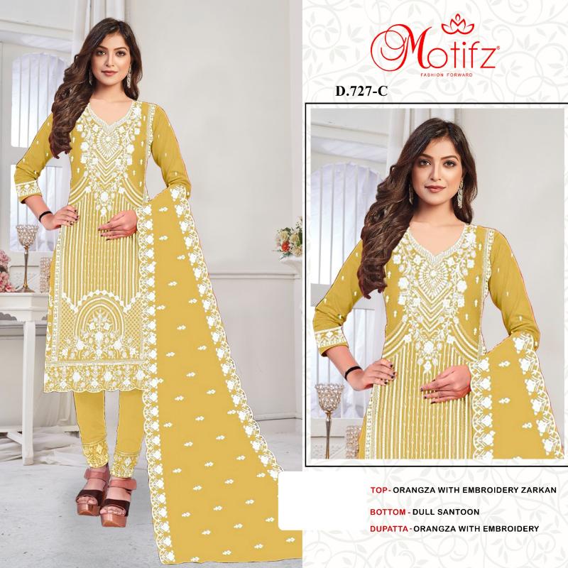 Motifz 727 ABCD Organza with Embroidery zarkan Pakistani Suit Wholesale catalog