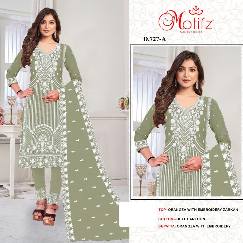 Motifz 727 ABCD Organza with Embroidery zarkan Pakistani Suit Wholesale catalog