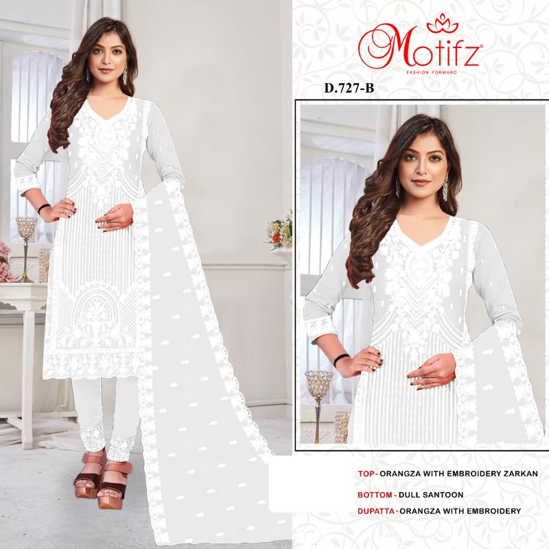Motifz 727 ABCD Organza with Embroidery zarkan Pakistani Suit Wholesale catalog