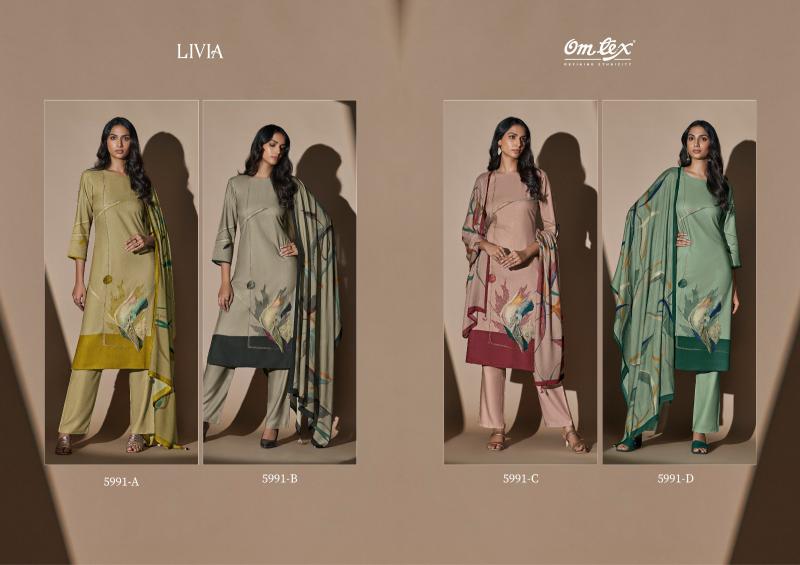 Omtex Livia Pashmina Digital Printed Salwar Kameez Wholesale Catalog 