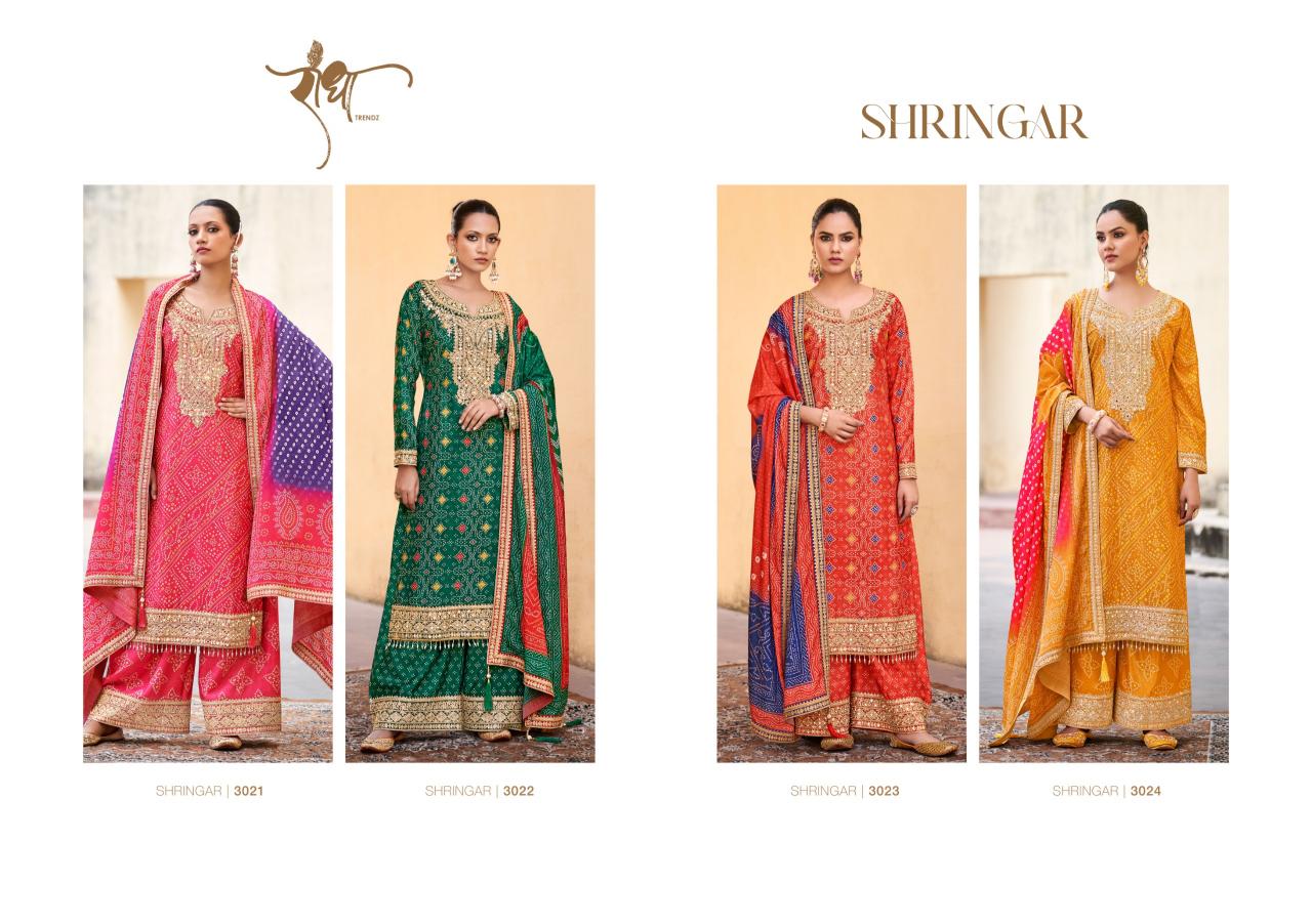 RADHA TRENDZ Shringar Premium Chinon Emboridery Salwar Kameez Wholesale Catalog