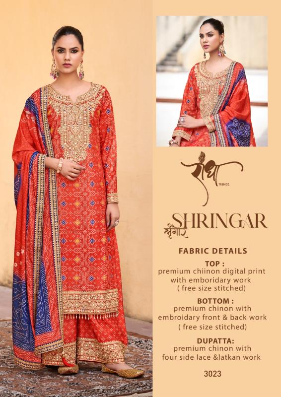 RADHA TRENDZ Shringar Premium Chinon Emboridery Salwar Kameez Wholesale Catalog