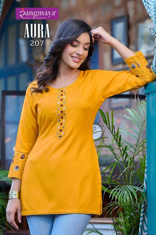 Rangmaya Aura Vol 2 fab india red short kurti