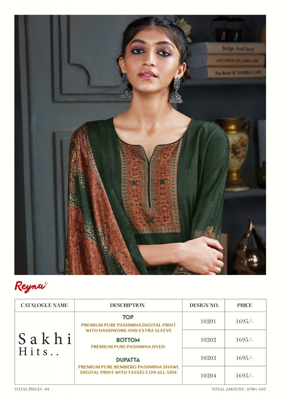 Reyna Sakhi Hits Pure Pashmina Salwar Kameez Wholesale Catalog