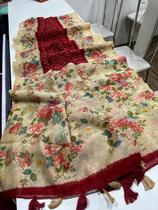 Sabella Linen Digital Print saree online india
