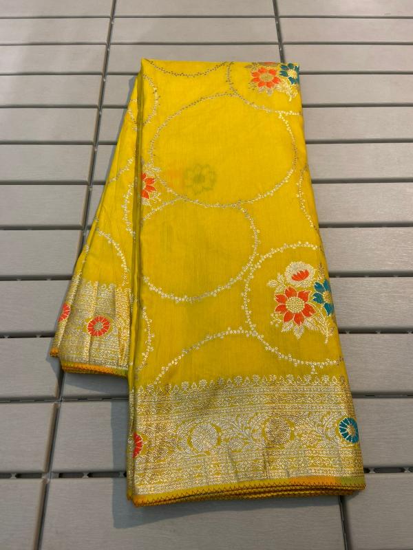 Sabella Pure Soft Russian Vol 4 brown colour saree with silver zari in india