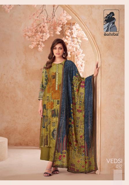 Sahiba Vedsi Digital Print with Hand Work Salwar Kameez Wholesale Catalog