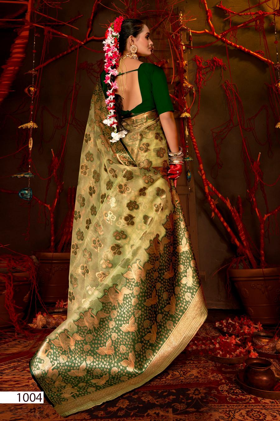 Saroj Red Chilly Tissue vol.1Tissue organza silk saree  in surat with price wholesale 