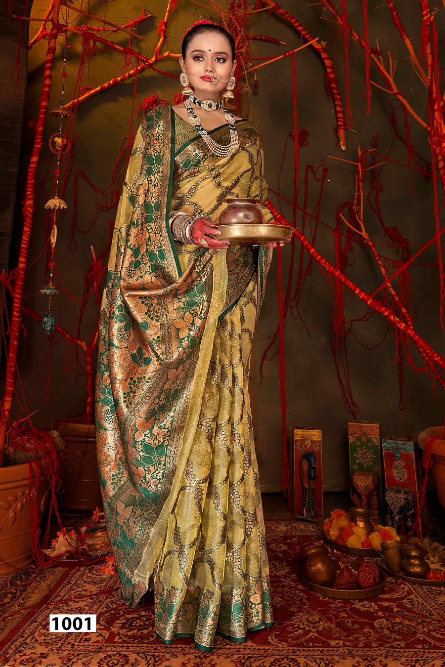 Saroj Red Chilly Tissue vol.2 Tissue organza silk saree  in surat with price wholesale