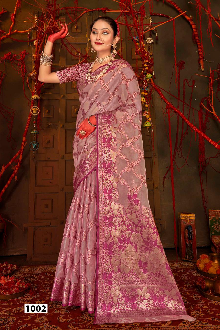 Saroj Red Chilly Tissue vol.2 Tissue organza silk saree  in surat with price wholesale