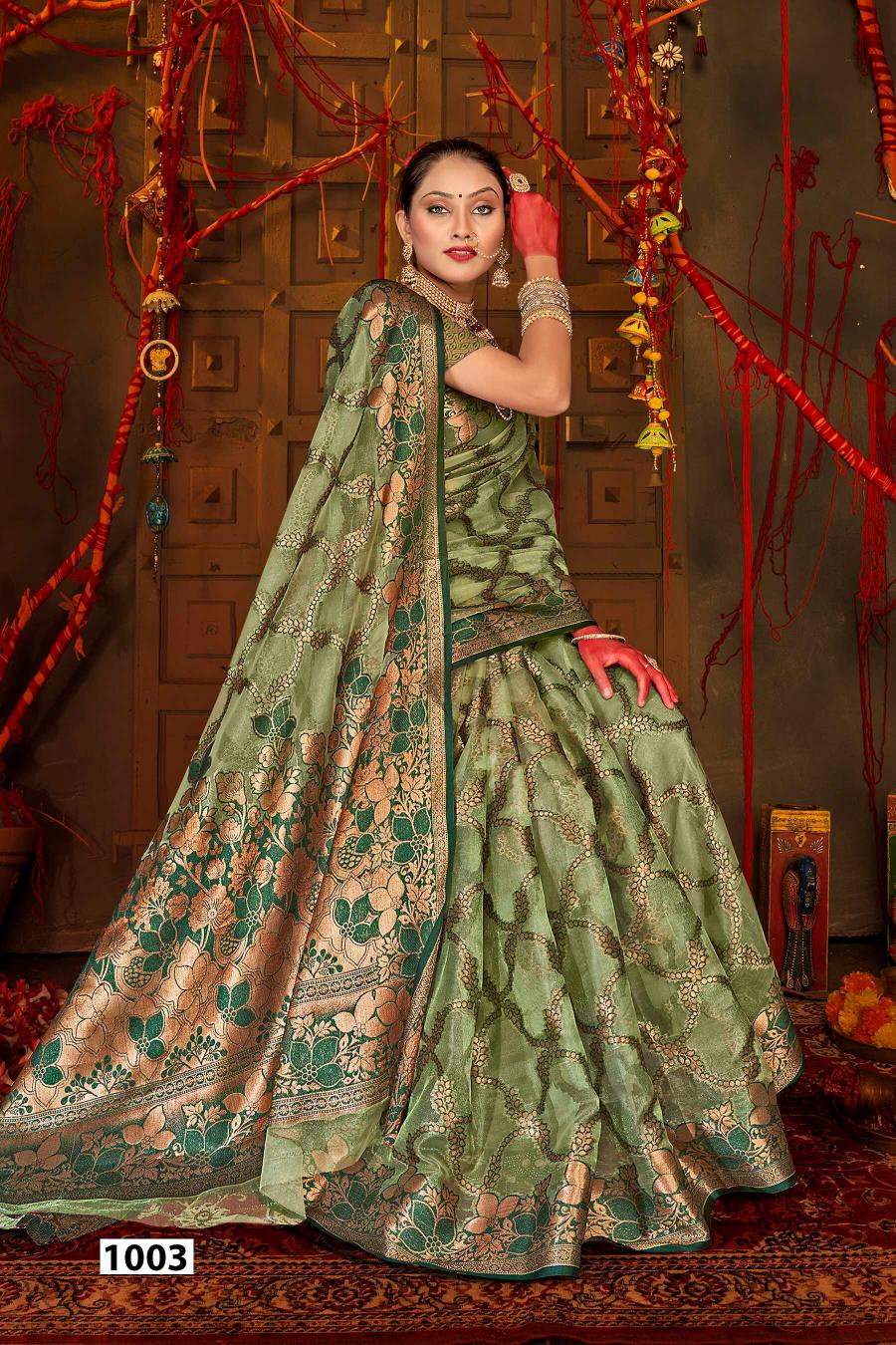 Saroj Red Chilly Tissue vol.2 Tissue organza silk saree  in surat with price wholesale