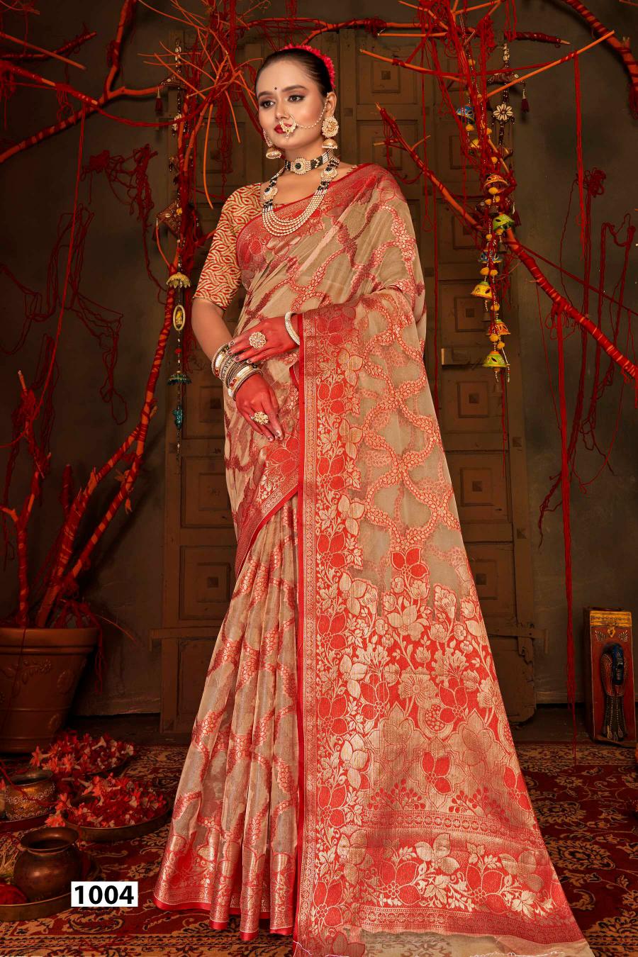 Saroj Red Chilly Tissue vol.2 Tissue organza silk saree  in surat with price wholesale