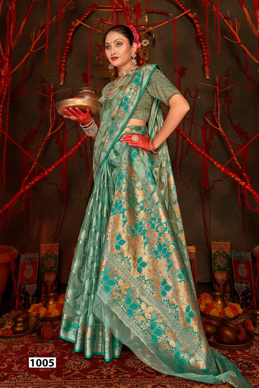 Saroj Red Chilly Tissue vol.2 Tissue organza silk saree  in surat with price wholesale