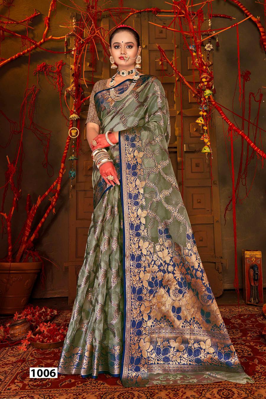 Saroj Red Chilly Tissue vol.2 Tissue organza silk saree  in surat with price wholesale