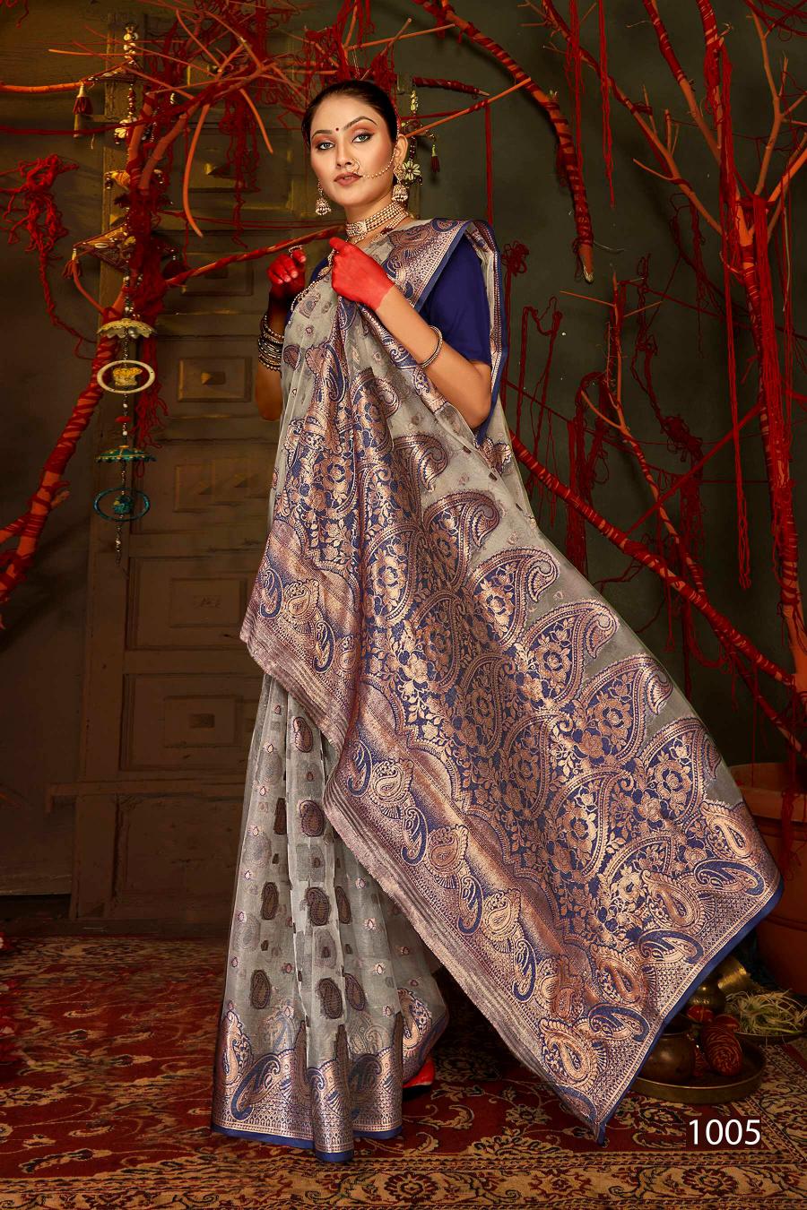 Saroj Red Chilly Tissue vol.4 Tissue organza silk saree  in surat with price wholesale