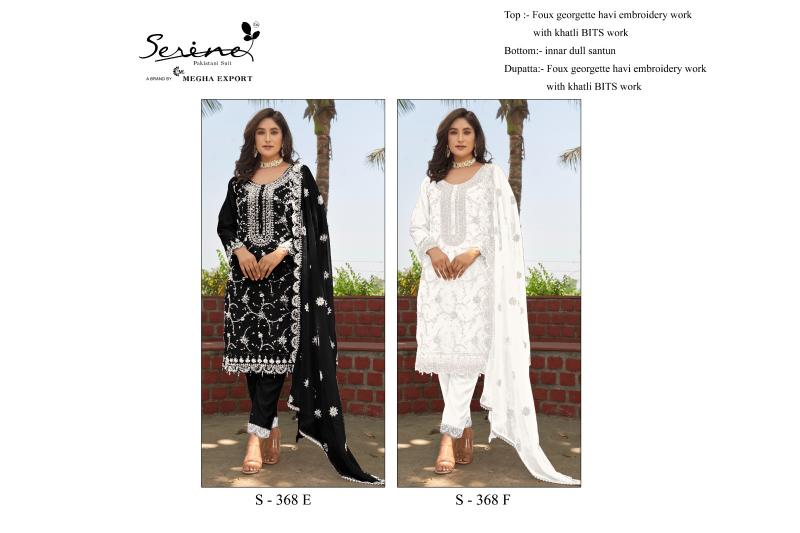 SERINE S 368 EF Fox Georgette Heavy Embroidery Pakistani Suits Wholesale Catalog