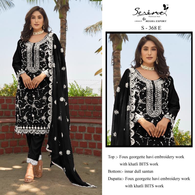 SERINE S 368 EF Fox Georgette Heavy Embroidery Pakistani Suits Wholesale Catalog