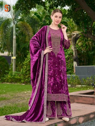 Shraddha Begum Velvet Designer Salwar Suits Wholeslae Catalog