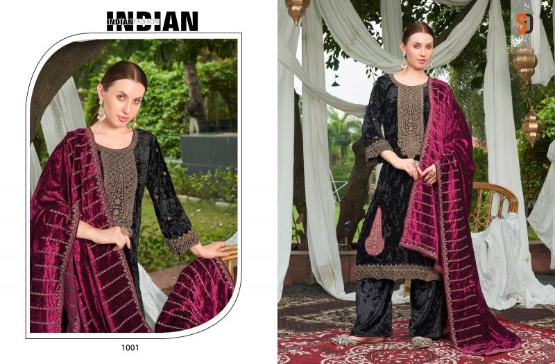 Shraddha Begum Velvet Designer Salwar Suits Wholeslae Catalog