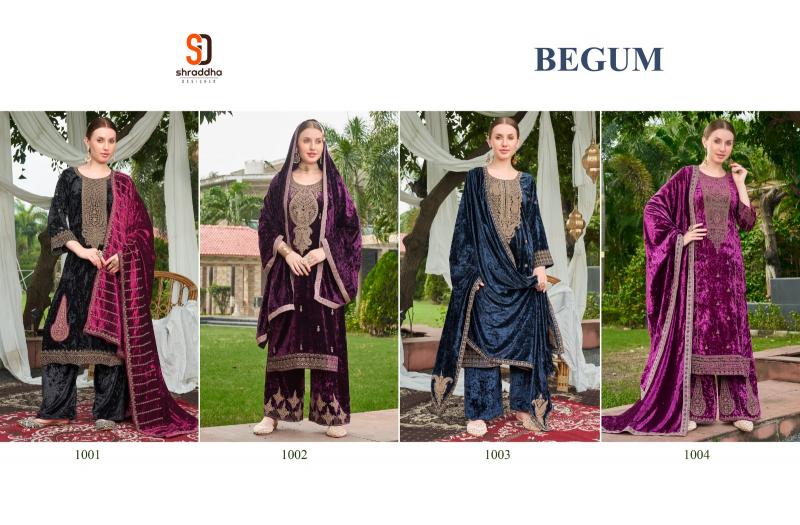 Shraddha Begum Velvet Designer Salwar Suits Wholeslae Catalog