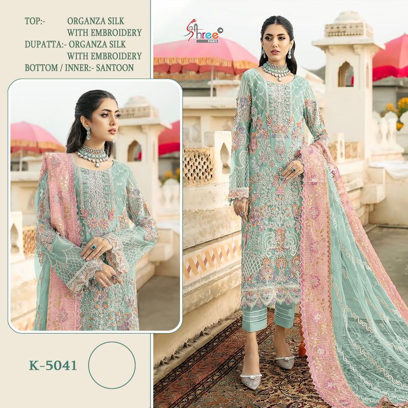 Shree K 5041 Organza Silk Embroidered Pakistani Suits Wholesale Catalog