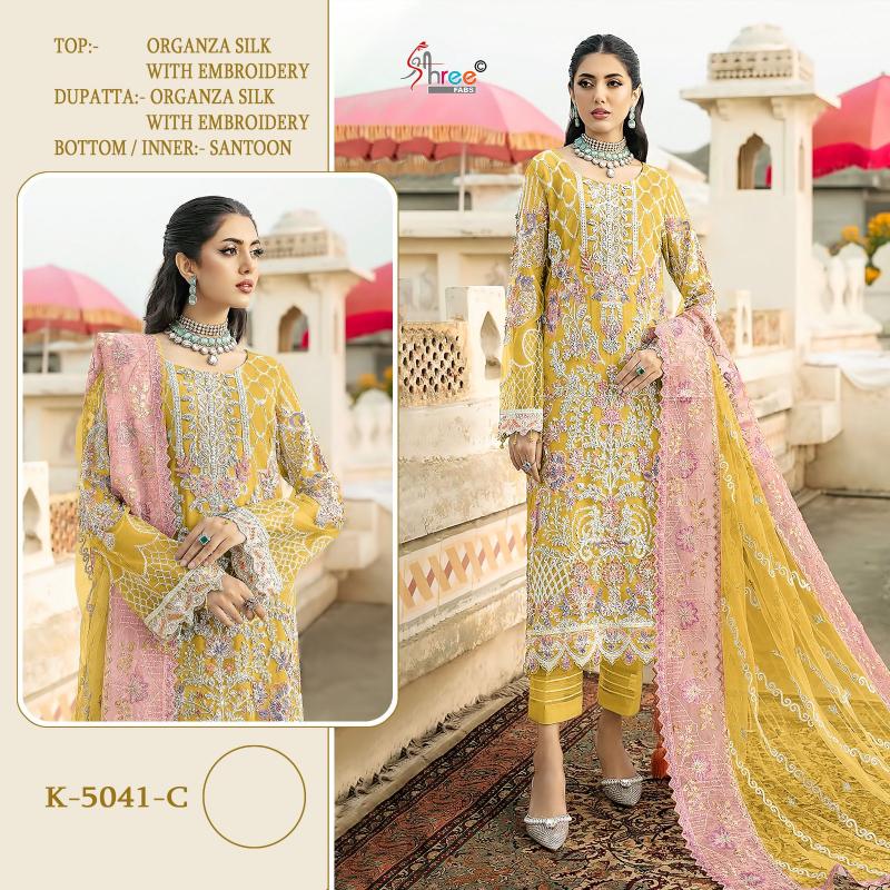 Shree K 5041 Organza Silk Embroidered Pakistani Suits Wholesale Catalog