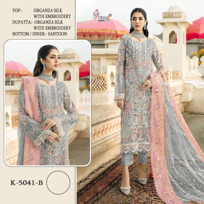 Shree K 5041 Organza Silk Embroidered Pakistani Suits Wholesale Catalog