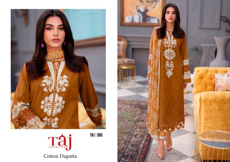 Taj 564 To 566 Cotton Dupatta Pakistani Suits Wholesale Catalog