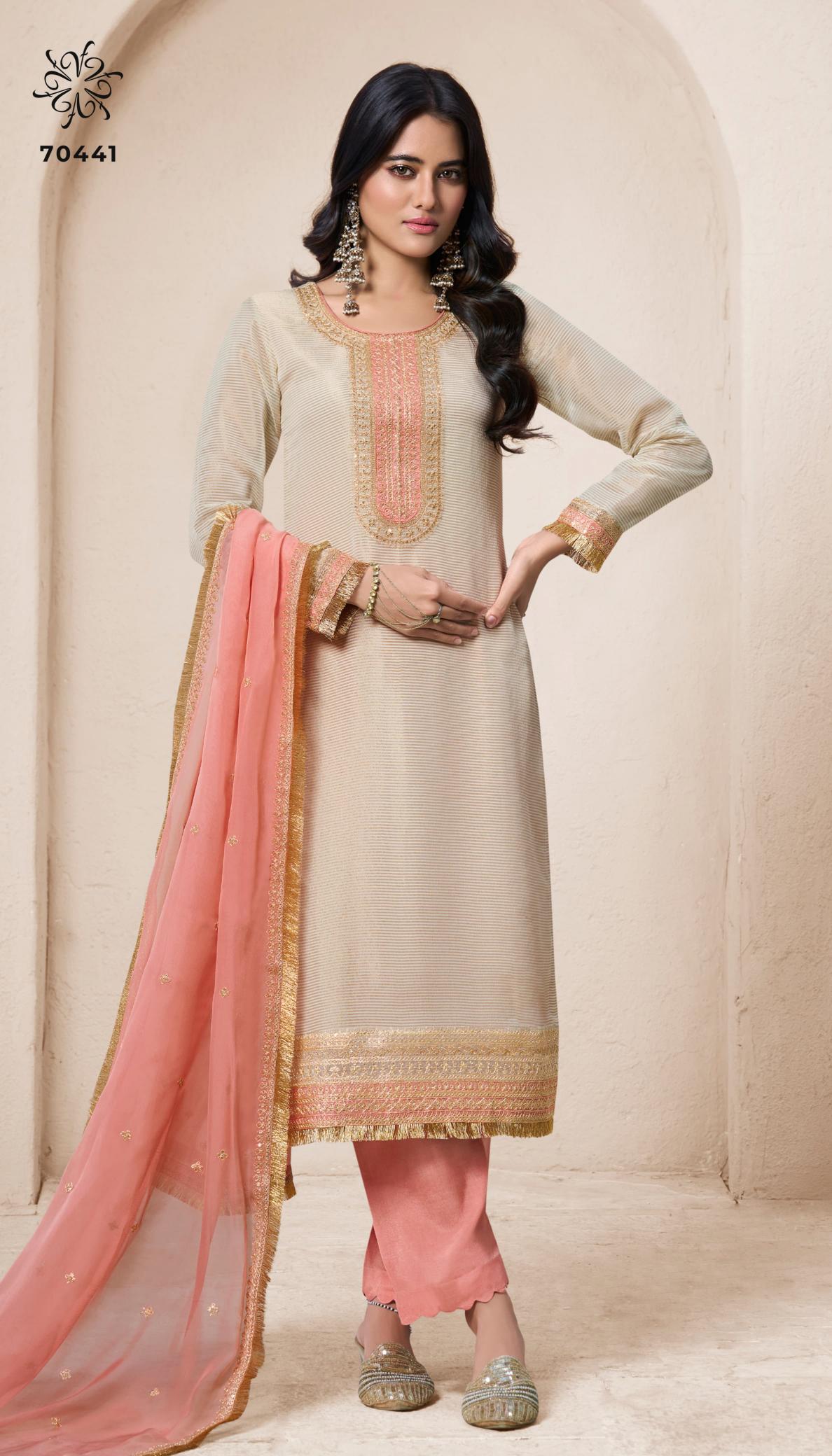 Vinay Kuleesh Sarla Organza Embroidered Salwar Kameez Wholesale Catalog 