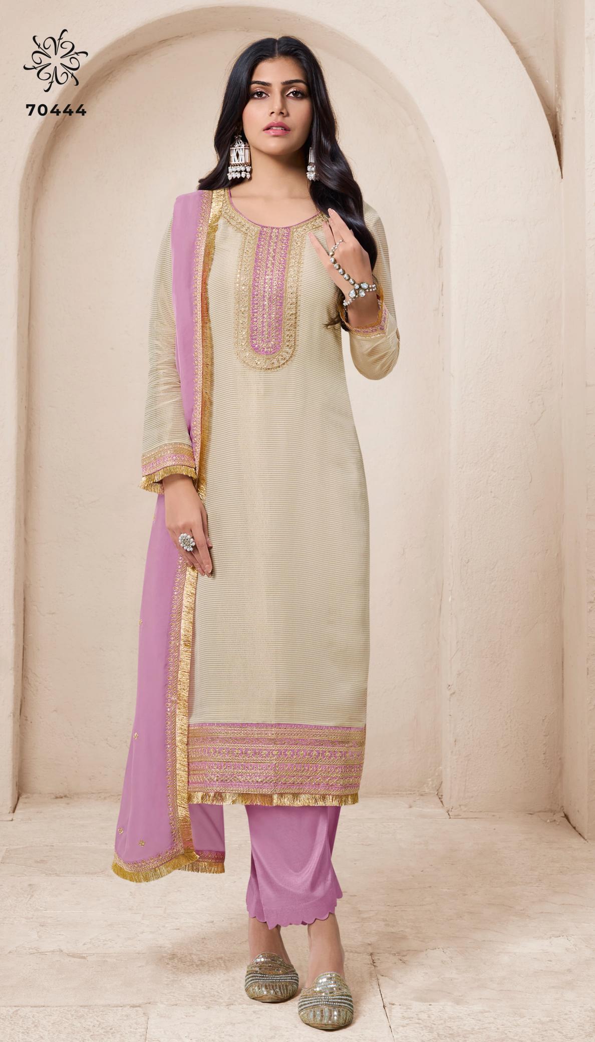 Vinay Kuleesh Sarla Organza Embroidered Salwar Kameez Wholesale Catalog 