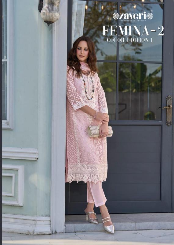 Zaveri Femina Vol 2 Color Edition 1 Soft organza with fancy embroidery Salwar Kameez Wholesale Catalog