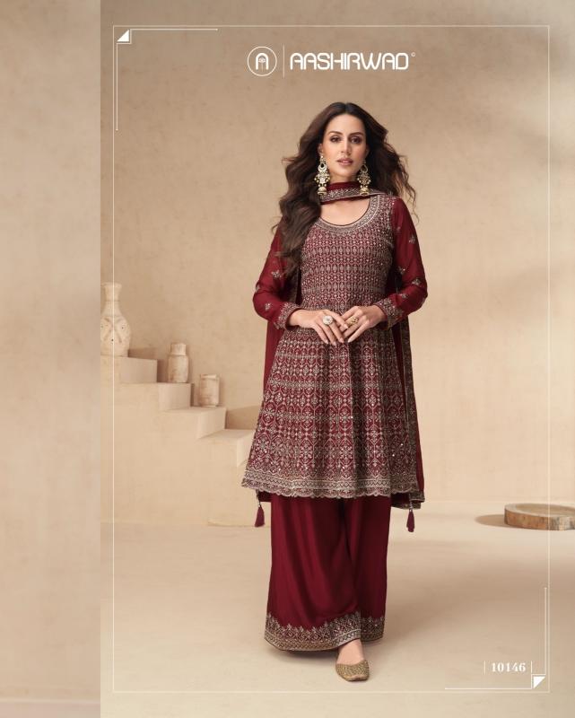 Aashirwad Amrita Chinon Silk Salwar Kameez Wholesale Catalog