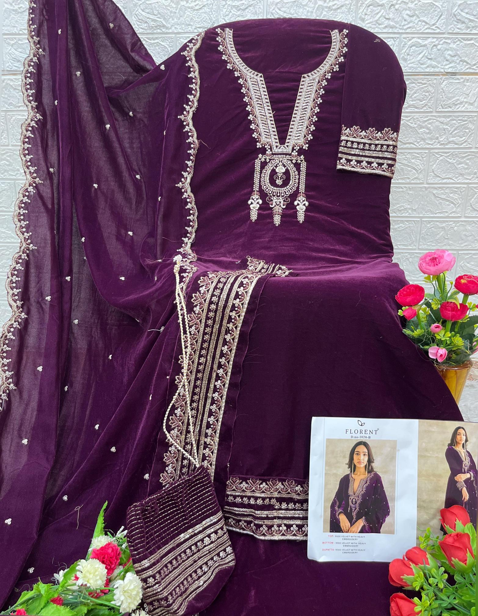 Florent 1020 ABCD Velvet salwar kameez wholesale surat