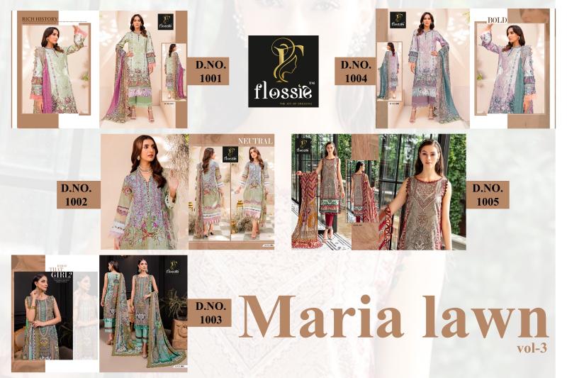 Flossie Maria Lawn Vol 3 Chiffon Dupatta Pakistani Suits Wholesale Catalog
