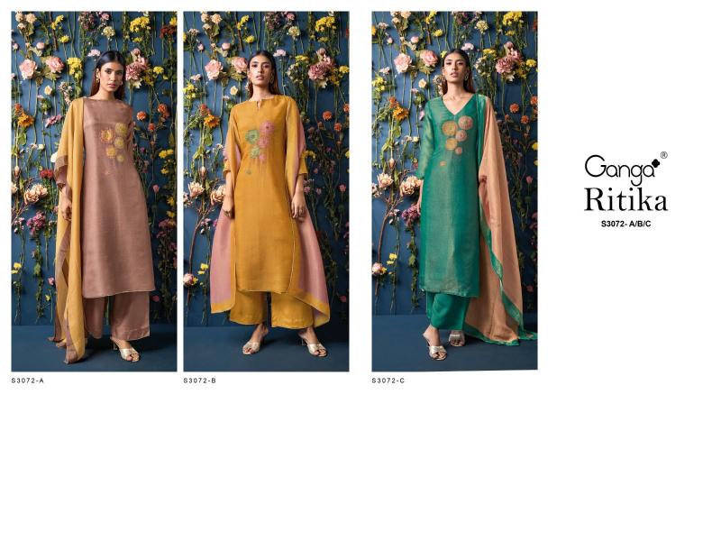 Ganga Ritika 3072 Premium Pure Bemberg Silk Salwar Kameez Wholeslae Catalog