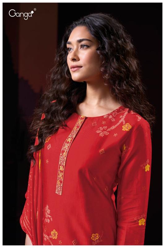 Ganga Theingi 3034 Premium Pure Bemberg Russian Silk Salwar Kameez Wholesale Catalog 