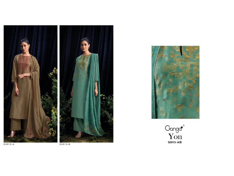 Ganga Yon 3013 Premium Pure Bemberg Salwar Kameez Wholeslae Catalog