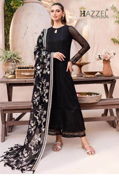 Hazzel 0147 Georgette Embroidered pakistani brand salwar suit wholesaler