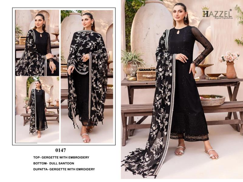 Hazzel 0147 Georgette Embroidered pakistani brand salwar suit wholesaler