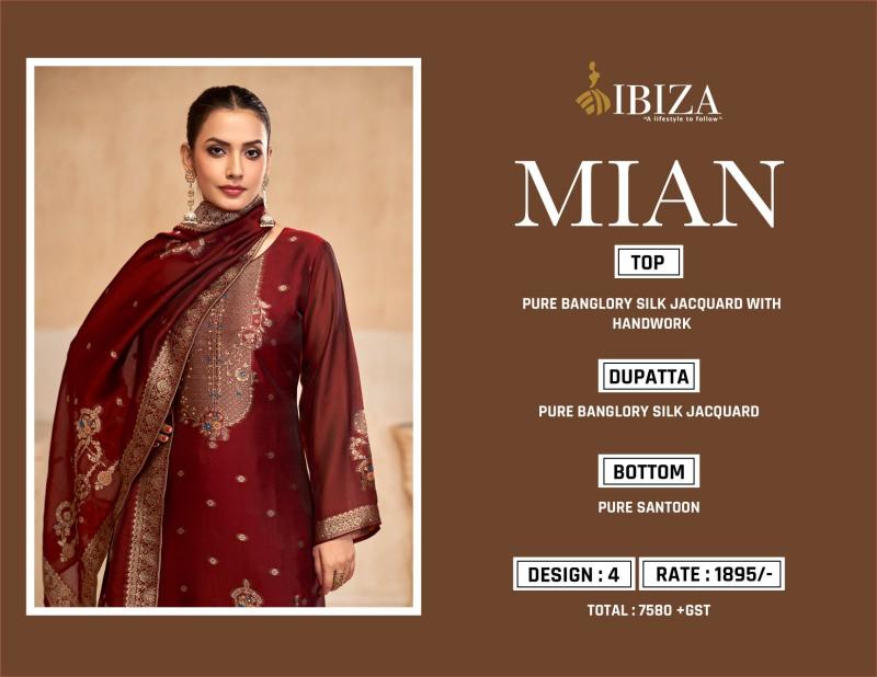 Ibiza Mian Pure Banglory Silk Jacquard Salwar Kameez Wholesale Catalog