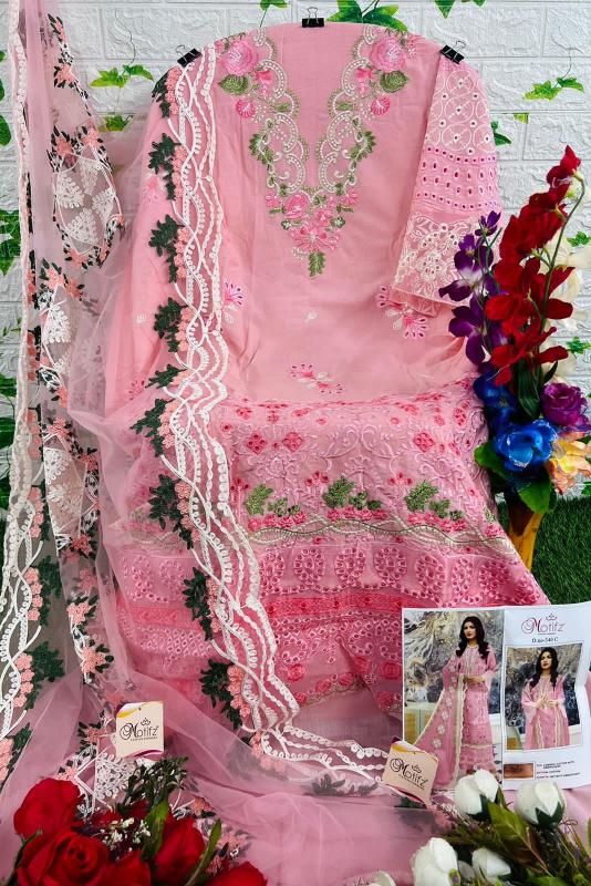 Motifz 340 Pure camrik cotton with self embroidery Salwar Kameez Wholesale catalog