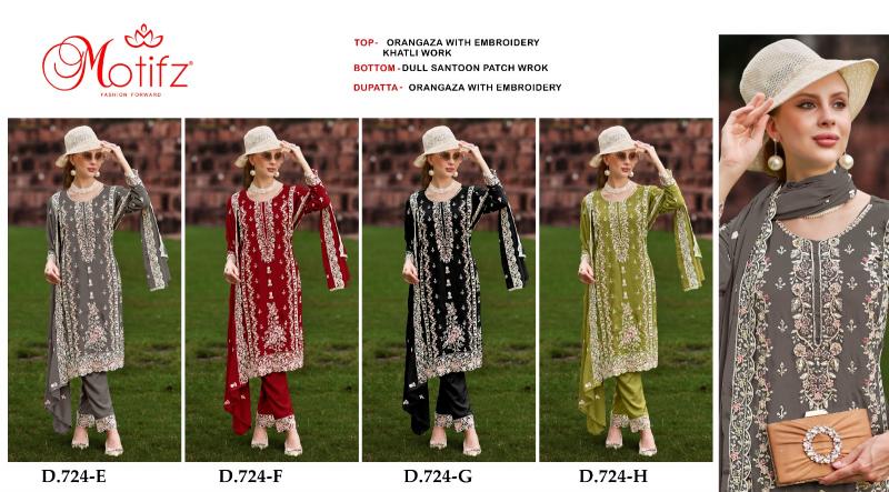 Motifz 724 Orangza pakistani suits wholesale surat