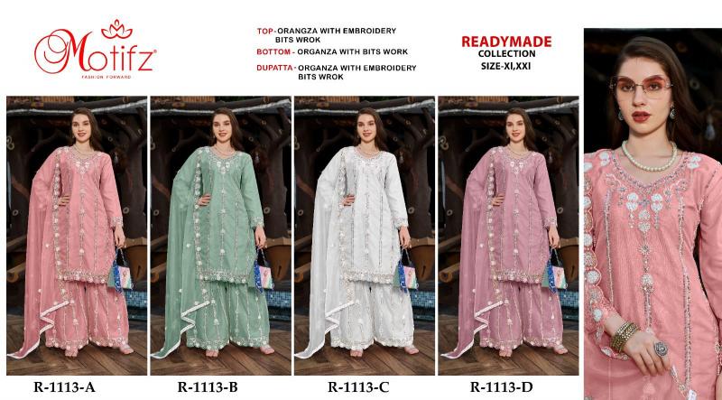 Motifz R 1113 ABCD Orangza pakistani suits importer wholesaler delhi