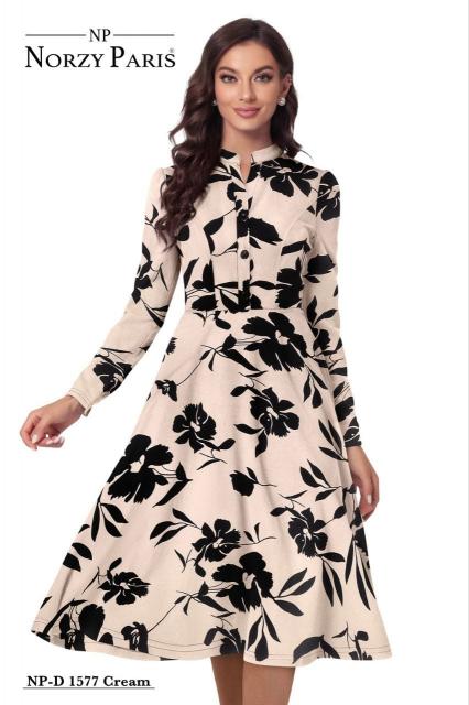 Norzy Paris NP 1576 Orange and 1577 Cream Western Dress Wholesale Catalog