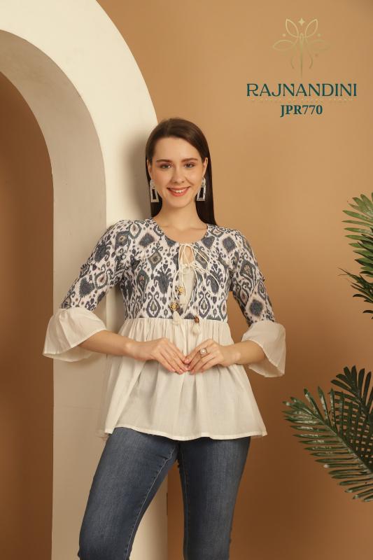 Rajnandini Aaradhya Vol 23 white cotton kurti Top online india