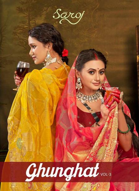 Saroj Ghunghat Jharkan vol.3 Fancy silk saree  in surat with price wholesale