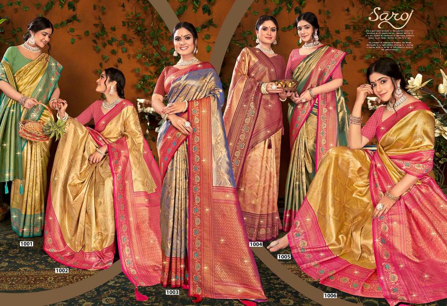 Saroj Shamaa Tissue Swarovski vol.3 Tissue silk saree  in surat with price wholesale